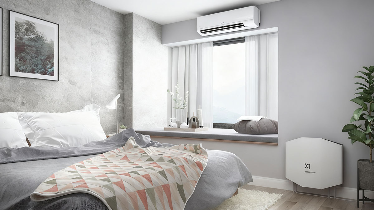 「エアコンコンパニオン」：従来の分割式エアコンに「放射エンド」を装備し、低コストで「五つの恒常」住宅へアップグレード